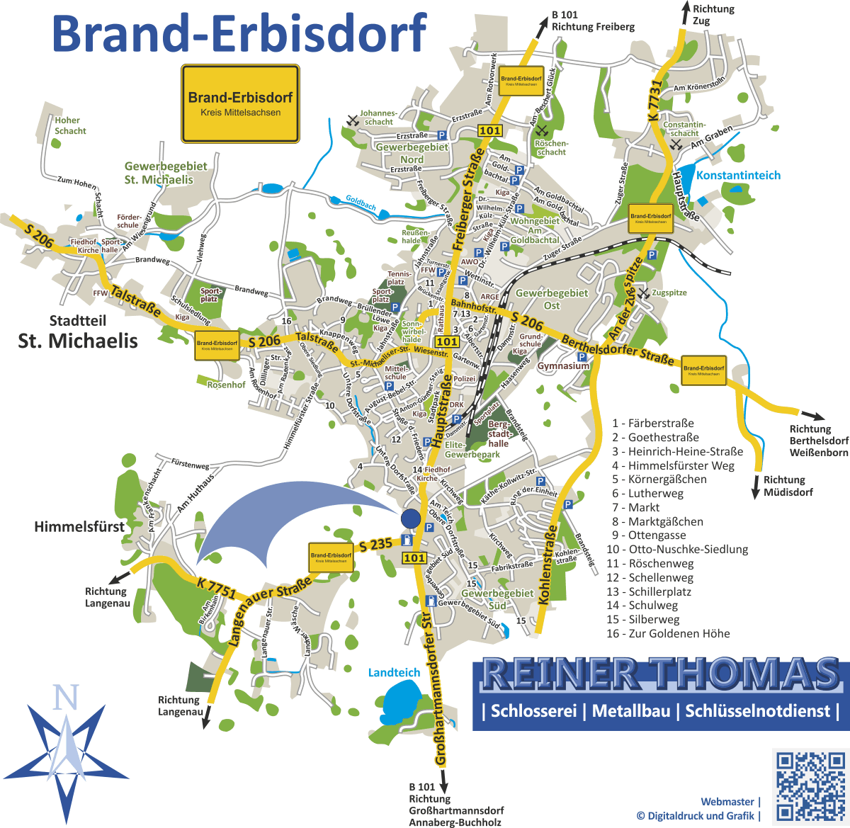 Karte Brand-Erbisdorf